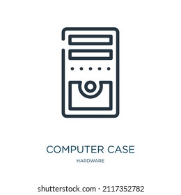 computer case thin line icon. case, business linear icons from hardware concept isolated outline sign. Vector illustration symbol element for web design and apps.