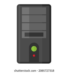 computer case tower flat clipart vector illustration