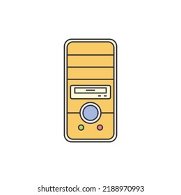 Computer case, computer tower icon in color, isolated on white background 