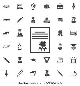 Computer certificate icon. Education set of icons
