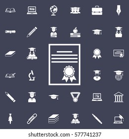 Computer certificate icon. Education set of icons