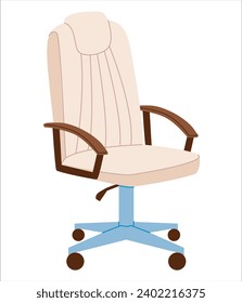 Computer chair isolated on a white background. Modern furniture for the workplace. Flat vector illustration.
