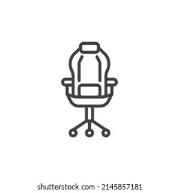 Icono de la línea de la silla del equipo. signo de estilo lineal para concepto móvil y diseño web. Icono de vector de contorno de silla de oficina. Símbolo, ilustración del logotipo. Gráficos vectoriales