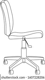 Computer chair, linear drawing. Vector illustration. Isolated on a white background