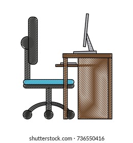 Computer and chair office