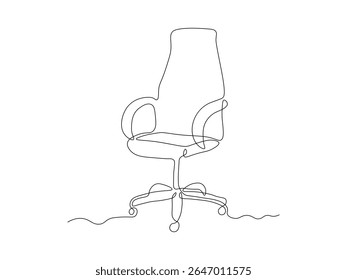 Computer chair, office chair with wheels,continuous single one line art hand drawing sketch logo 
