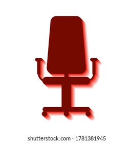 Computer chair on white background and red shadow, sign for design, vector illustration