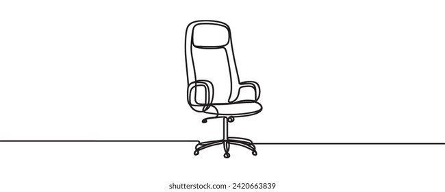 Computer chair, one line drawing, vector illustration