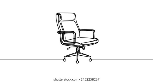 Computer chair, one line drawing, vector illustration.