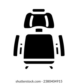 Computerstuhl Draufsicht Glyph Symbol Vektorgrafik. Computerstuhl-Draufsicht-Schild. einzelne Symbolillustration