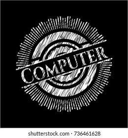 Computer chalkboard emblem on black board
