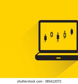 computer and chart, graph