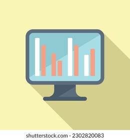 Computer chart icon flat vector. Business report. Page list