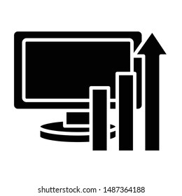 Computer Chart Icon, Vector Illustration, Business Glyph