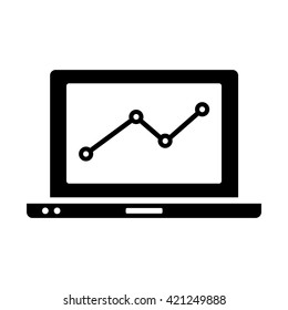 computer chart statistic icon black on white background