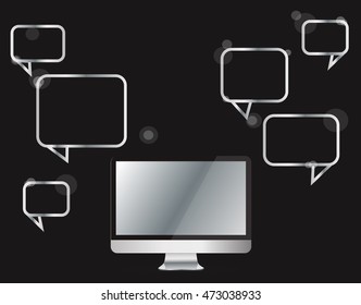 computer with chat box background