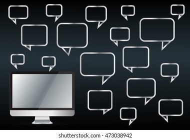 computer with chat box background