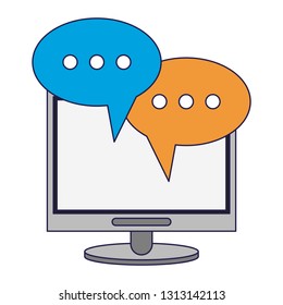 computer chat symbol blue lines