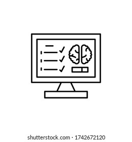 Computer, check, brain icon. Simple line, outline vector elements of neurology for ui and ux, website or mobile application