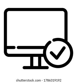 Computer Check Flat Icon Isolated On White Background