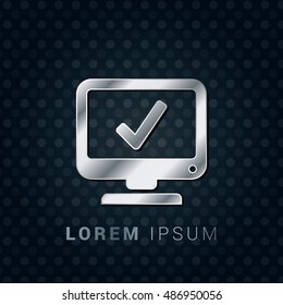 Computer Checked 3D Silver/Platinum/Steel Metallic Premium Icon / Logo Design