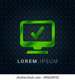 Computer Checked Bright Green chromium precious metallic 3D Icon / Logo Design