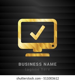 Computer Checked Gold and Black silk fashion premium icon / Logo