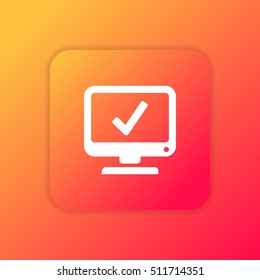 Computer Checked orange bright app ui/ux Icon / Logo design
