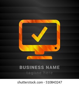 Computer Checked Orange, Yellow and Black silk fashion premium icon / Logo