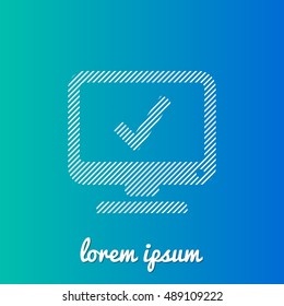 Computer Checked White stroke fill with blue & green gradient background Icon / Logo Design