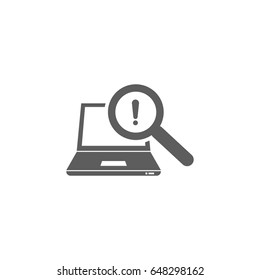 Computer checking with magnifying glass icon in trendy flat style isolated on white background. Symbol for your web site design, logo, app, UI. Vector illustration, EPS