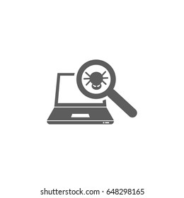 Computer checking with magnifying glass icon in trendy flat style isolated on white background. Symbol for your web site design, logo, app, UI. Vector illustration, EPS