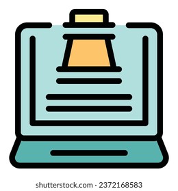 Computer chess game icon outline vector. Online board. Bet story color flat