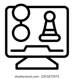 Computer chess icon outline vector. Online game. Social design