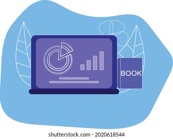 computer for childrens education background led logo background led logo Online education, home schooling. Modern workplace, man teacher on laptop screen, woman watching online course. Web courses