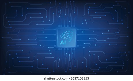 computer chip with blue futuristic circuit board background