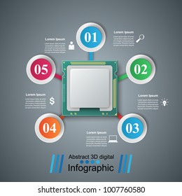 Computer chip. Business infographic Vector eps 10