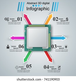 Computer chip. Business infographic Vector eps 10