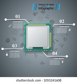 Computer chip. Business line infographic Vector eps 10