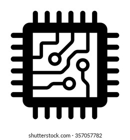 Computer chip circuit board cpu flat vector icon for apps and websites svg
