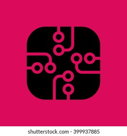 Computer Chip, Circuit Board Icon. Eps-10.