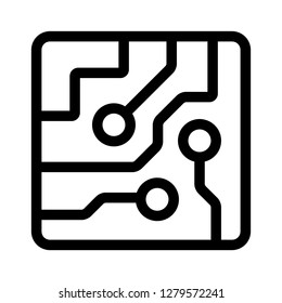 Computer chip circuit board semiconductors line art vector icon for apps and websites svg
