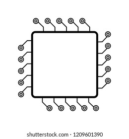 Computer chip CPU line icon isolated. Accessories for digital devices. CPU. Computer architecture, combination of microarchitecture.