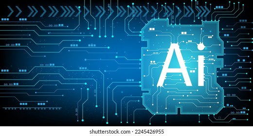 Chip de computadora Tarjeta de circuito electrónico con vector de IA para concepto de tecnología y finanzas y educación para el futuro
