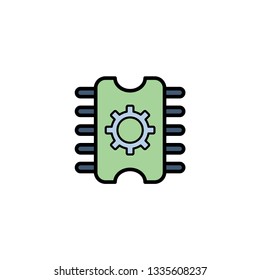 Computer chip flat vector icon sign symbol