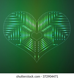 The computer chip in the form of hearts Valentine's Day