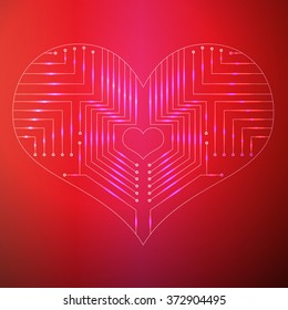 The computer chip in the form of hearts Valentine's Day