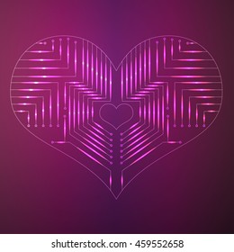 The computer chip in the form of hearts Valentine's Day