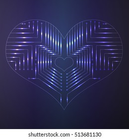 The computer chip in the form of hearts Valentine's Day