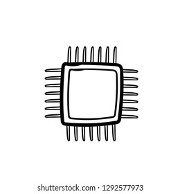 Computer chip hand drawn outline doodle icon vector